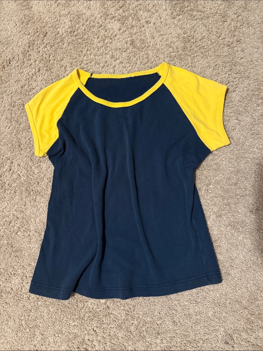 Women’s Navy Short Sleeve Raglan Tee with Yellow Accents